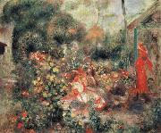Pierre Renoir Young Girls in a  Garden in Montmartre Spain oil painting artist